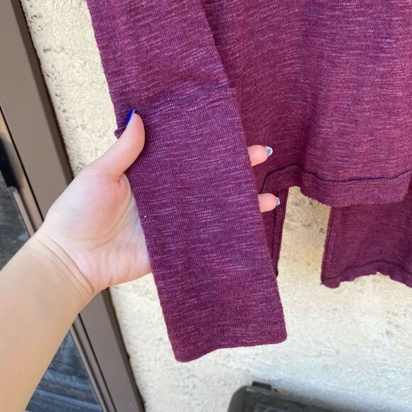 Free People Purple Size small flyaway split back turtleneck longsleeve raglan - Picture 9 of 12